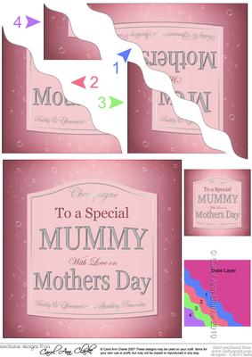 Mummy Mothers Day Pink Champers Label Wavy Corner
