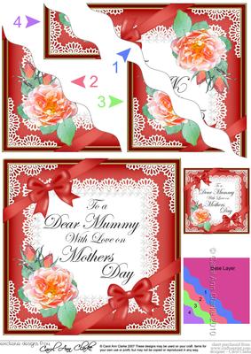 Mummy Mothers Day Rose and Lace Wavy Corner Side Stacker