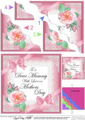 Mummy Mothers Day Rose and Lace Wavy Corner Side Stacker