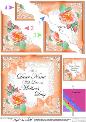 Nana Mothers Day Rose and Lace Wavy Corner Side Stacker