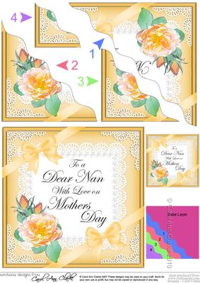 Nan Mothers Day Rose and Lace Wavy Corner Side Stacker
