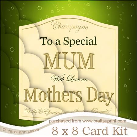 8x8 Mum Mothers Day Champers Label Kit with Scalloped Corner