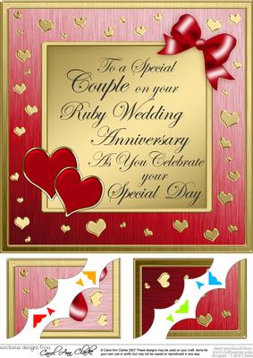 Ruby Wedding Anniversary 8 x 8 Scalloped Corner Topper