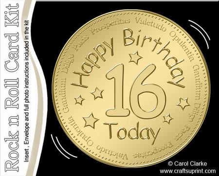 16th Birthday Medal Rock N Roll Kit with Envelope N Insert