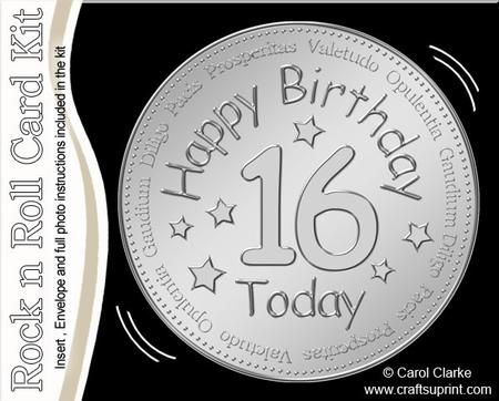 16th Birthday Medal Rock N Roll Kit with Envelope N Insert