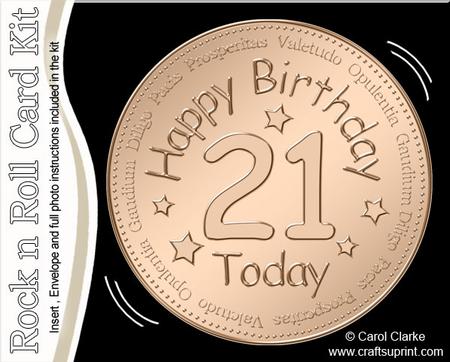 21st Birthday Medal Rock N Roll Kit with Envelope N Insert