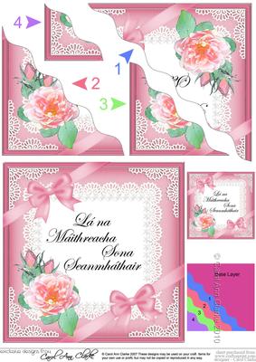 Irish Gaelic Grandmother Mothers Day Rose N Lace Wavy Corner