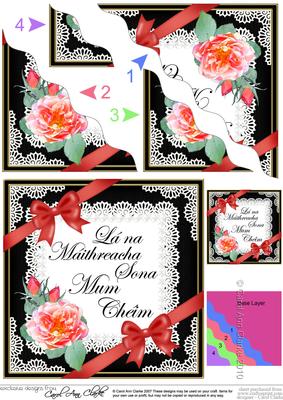 Irish Gaelic Step Mum Mothers Day Rose N Lace Wavy Corner