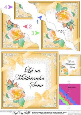Irish Gaelic Mothers Day Rose N Lace Wavy Corner