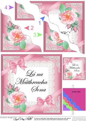 Irish Gaelic Mothers Day Rose N Lace Wavy Corner