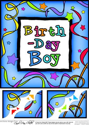 Birthday Boy - 8 x 8 Scalloped Corner Topper 