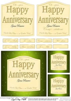 Anniversary Champagne Label with 3D Decoupage