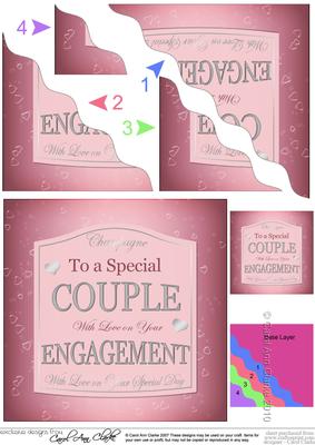 Engagement Pink Champers Label Wavy Corner Side Stacker
