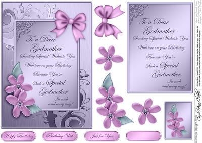 5 x 7 Metallic Birthday Godmother with 3D Decoupage