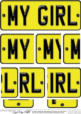 My Girl Novelty Number Plate with Side Stacker