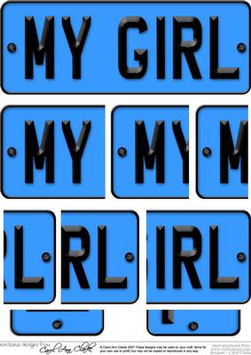 My Girl Novelty Number Plate with Side Stacker