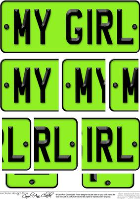 My Girl Novelty Number Plate with Side Stacker