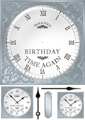 8 x 8 Birthday Clock Topper with 3D Decoupage Hands