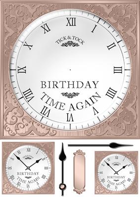 8 x 8 Birthday Clock Topper with 3D Decoupage Hands
