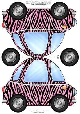 Funky Car Zebra Striped Shaped Card