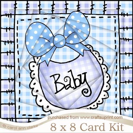 8 x 8 Baby Boy Bib Twisted Tunnel Card Kit