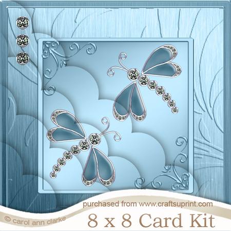 8 x 8 Diamante Dragonflies Kit with Scalloped Corners