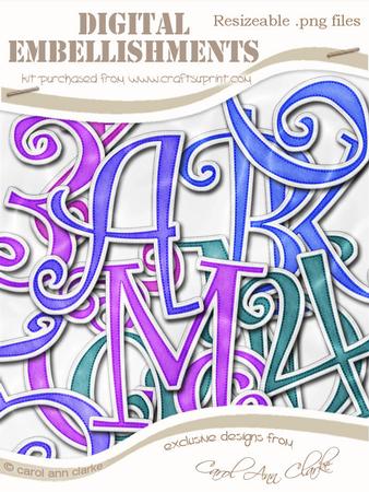 Festive Royal Curly Felties Alpha Digital Embellishment
