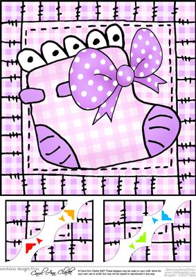 8 x 8 Baby Girl Bootee Scalloped Corner Topper
