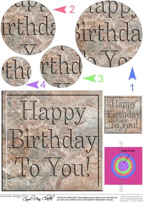 Birthday Set in Stone Circle Pyramage Topper