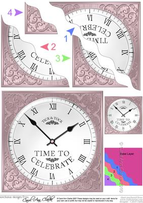 Time to Celebrate Clock Wavy Corner Side Stacker Topper