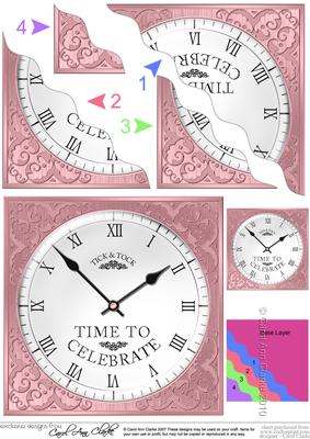 Time to Celebrate Clock Wavy Corner Side Stacker Topper