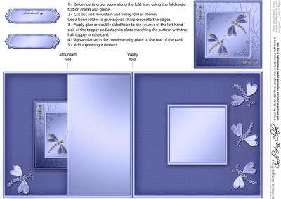 Diamante Dragonflies No-hole Fold Back Card