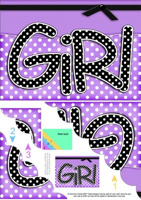 A5 Polka Dot Girl Scallop Corner Side Stacker Topper