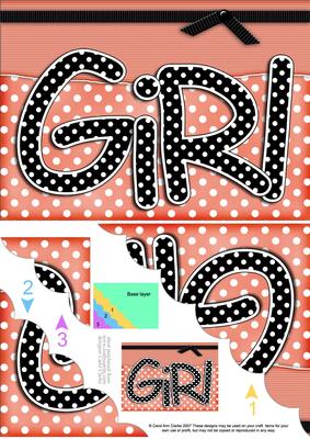 A5 Polka Dot Girl Scallop Corner Side Stacker Topper