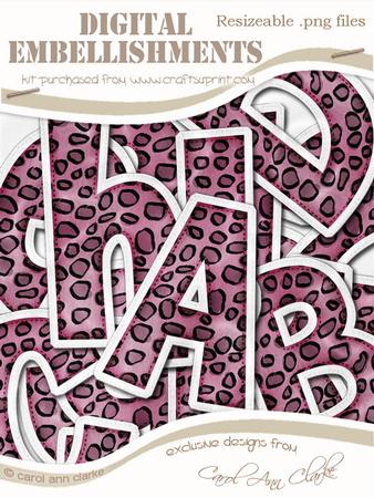 Leopardskin Felties Uppercase Alpha Digital Embellishment