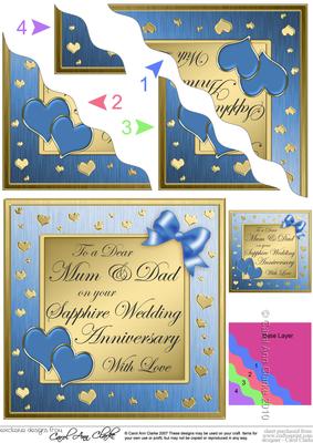 Mum and Dad Sapphire Wedding Anniversary Wavy Corner