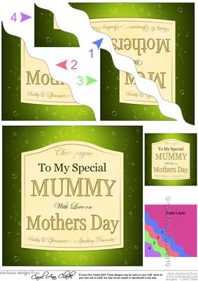Mummy Mothers Day Champers Label Wavy Corner