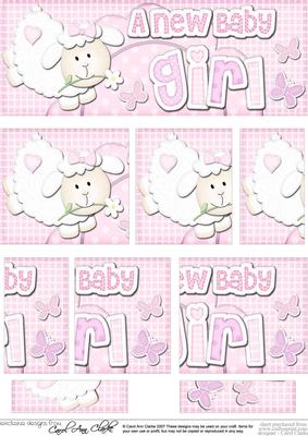 Dl a New Baby Girl Lamb Felties Side Stacker Topper