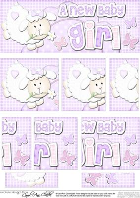 Dl a New Baby Girl Lamb Felties Side Stacker Topper