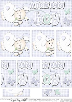Dl a New Baby Boy Lamb Felties Side Stacker Topper