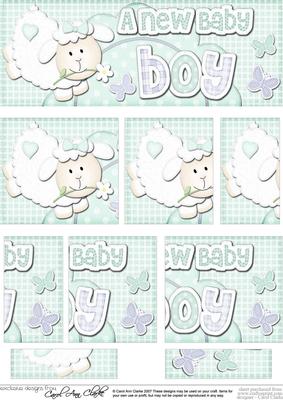 Dl a New Baby Boy Lamb Felties Side Stacker Topper
