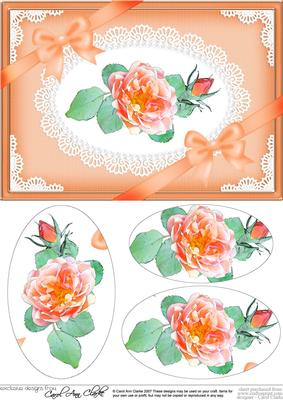 A5 Rose and Lace Oval Pyramage Topper