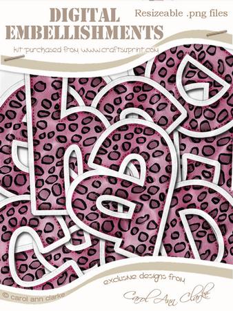 Leopardskin Felties Lowercase Alpha Digital Embellishment