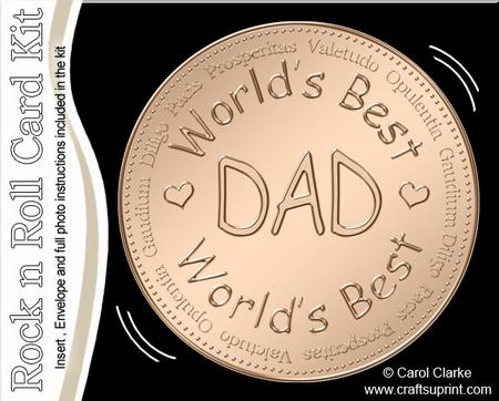Worlds Best Dad Medal Rock N Roll Kit, Envelope and Insert