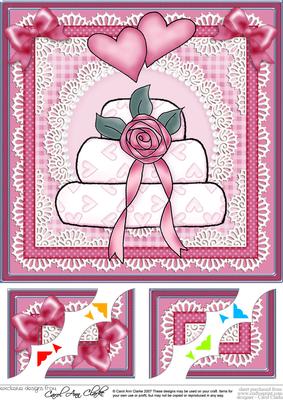 Wedding Cake 8 x 8 Scalloped Corner Topper