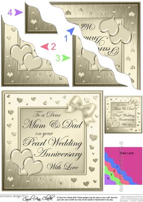 Mum and Dad Pearl Wedding Anniversary Wavy Corner