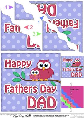 Owl Felties Dad Fathers Day Wavy Corner Side Topper