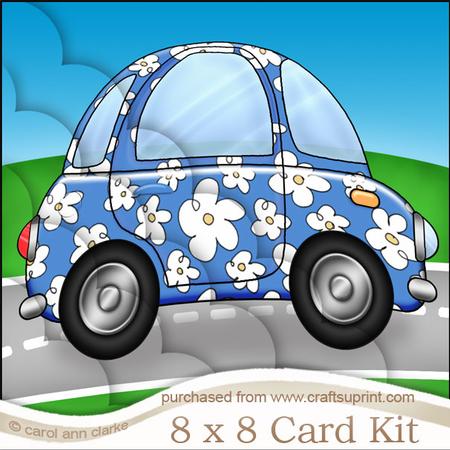 8 x 8 Funky Floral Car Kit with Scalloped Corners
