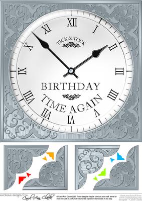 8 x 8 Birthday Clock Scalloped Corner Topper