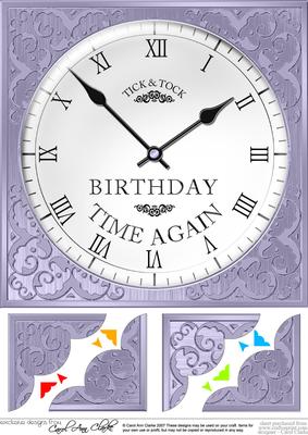 8 x 8 Birthday Clock Scalloped Corner Topper